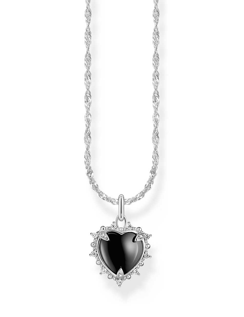 4051245601558 - KE2297-643-11 Silberne Kette mit schwarzem Herz-Anhänger Heart Romance Damen