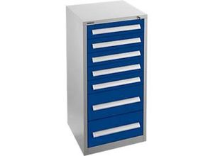 4051273045300 - Select Schubladenschrank SF 70 7 Schübe weißaluminium RAL 9006 enzianblau RAL 5010