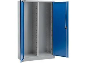 4051273515117 - Select Materialschrank MS 2512 Leergehäuse mit Mitteltrennwand B 1200 x T 500 x H 1935 mm weißaluminium RAL 9006 enzianblau