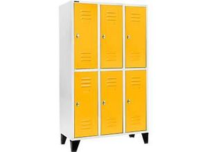 4051273521149 - Select Kleiderspind mit 3 x 2 Abteilen 400 mm mit Füßen Drehriegelverschluss Tür rapsgelb 4051273521149 - Select Kleiderspind mit 3 x 2 Abteilen 400 mm mit Füßen Drehriegelverschluss Tür rapsgelb
