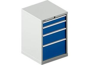 4051273654144 - Pure Schubladenschrank 27-27 4 Schubl bis 200 kg B 564 x T 572 x H 850 mm enzianblau lichtgrau