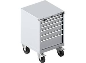 4051273656995 - Schubladenschrank mit Rollen WSK 27-27 6 Schübe bis 75 kg B 564 x T 572 x H 870 mm weißaluminium weißaluminium