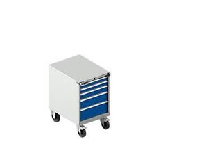 4051273659415 - Select Schubladenschrank mit Rollen WSK 36-27 5 Schübe bis 75 kg B 717 x T 572 x H 920 mm lichtgrau enzianblau