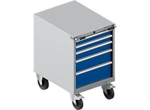 4051273672094 - Select Schubladenschrank mit Rollen WSK 27-36 5 Schübe bis 75 kg B 564 x T 725 x H 920 mm weißaluminium enzianblau