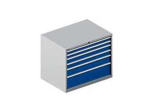 4051273682123 - Select Schubladenschrank WSK 54-36 Stahl 6 Schübe bis 75 kg B 1023 x T 725 x H 850 mm weissaluminium enzianblau