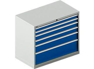 4051273682239 - Select Schubladenschrank WSK 54-36 Stahl 6 Schübe bis 200 kg B 1023 x T 725 x H 850 mm lichtgrau enzianblau