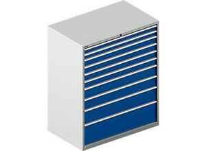 4051273686992 - Select Schubladenschrank 64-36 10 Schübe bis 200 kg B 1193 x T 725 x H 1450 mm lichtgrau enzianblau