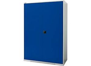 4051273769343 - Genius Flügeltürenschrank FS Stahl mit Belüftungslöchern B 1343 x T 620 x H 1950 mm 5 OH Lichtgrau Enzianblau bis 750 kg