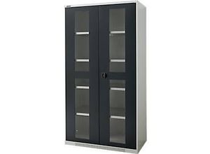 4051273769756 - Genius Schwerlastschrank FS Stahlblech mit Sichtfenster B 1055 x T 520 x H 1950 mm 5 OH lichtgrau anthrazitgrau bis 1000 kg