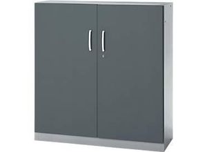 4051273786845 - Büroschrank 3OH abschließbar mit aufliegenden Türen B 1200 mm Basaltgrau Weißalu