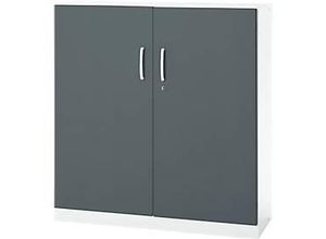 4051273786876 - Büroschrank 3OH abschließbar mit aufliegenden Türen B 1200 mm Basaltgrau Verkehrsweiß