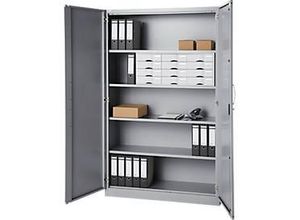 4051273787071 - Büroschrank 5 OH abschließbar mit aufliegenden Türen B 1200 mm Weißalu