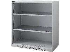 4051273790460 - Genius Regalschrank FS 3 OH 2 höhenverstellbare Fachböden bis 450 kg B 1055 x T 420 x H 1105 mm Stahl weißaluminium RAL 9006