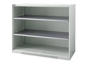 4051273790477 - Genius Regalschrank FS 3 OH 2 höhenverstellbare Fachböden bis 450 kg B 1343 x T 420 x H 110 mm Stahl lichtgrau RAL 7035