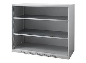 4051273790484 - Genius Regalschrank FS 3 OH 2 höhenverstellbare Fachböden bis 450 kg B 1343 x T 420 x H 1105 mm Stahl weißaluminium RAL 9006