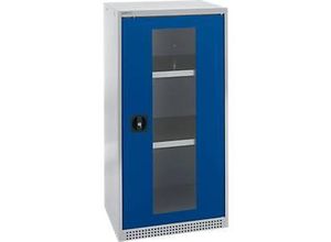 4051273790767 - Genius Sichttürschrank FS 3 OH abschließbar 2 Fachböden bis 250 kg B 545 mm Stahl weißaluminium RAL 9006 enzianblau RAL 5010