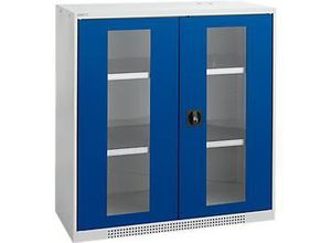 4051273790859 - Genius Sichttürschrank FS 3 OH abschließbar 2 Fachböden bis 450 kg B 1055 mm Stahl lichtgrau RAL 7035 enzianblau RAL 5010