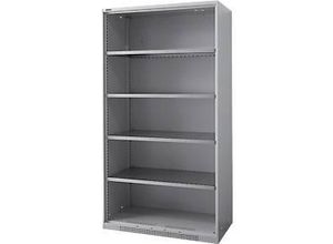 4051273791023 - Genius Regalschrank FS 5 OH 4 höhenverstellbare Fachböden bis 450 kg B 1055 x T 420 x H 1950 mm Stahl weißaluminium RAL 9006