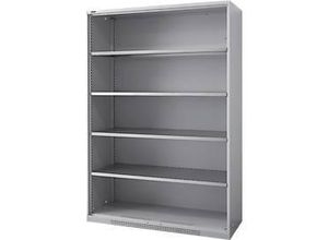 4051273791047 - Genius Regalschrank FS 5 OH 4 höhenverstellbare Fachböden bis 450 kg B 1343 x T 420 x H 1950 mm Stahl weißaluminium RAL 9006