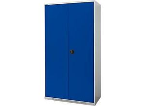 4051273791177 - Genius Flügeltürschrank FS 5 OH abschließbar 4 Fachböden bis 450 kg B 1055 mm Stahl lichtgrau RAL 7035 enzianblau RAL 5010