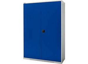 4051273791238 - Genius Flügeltürschrank FS 5 OH abschließbar 4 Fachböden bis 450 kg B 1343 mm Stahl lichtgrau RAL 7035 enzianblau RAL 5010