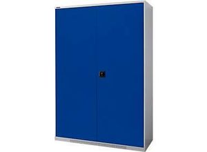 4051273791269 - Genius Flügeltürschrank FS 5 OH abschließbar 4 Fachböden bis 450 kg B 1343 mm Stahl weißaluminium RAL 9006 enzianblau RAL 5010