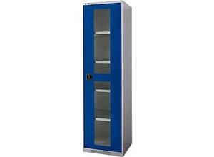 4051273791320 - Genius Sichttürschrank FS 5 OH abschließbar 4 Fachböden bis 250 kg B 545 mm Stahl weißaluminium RAL 9006 enzianblau RAL 5010