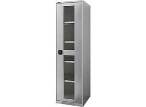 4051273791344 - Genius Sichttürschrank FS 5 OH abschließbar 4 Fachböden bis 250 kg B 545 mm Stahl weißaluminium RAL 9006 weißaluminium RAL 9006