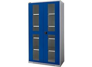 4051273791443 - Genius Sichttürschrank FS 5 OH abschließbar 4 Fachböden bis 450 kg B 1055 mm Stahl weißaluminium RAL 9006 enzianblau RAL 5010