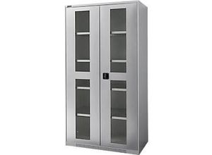 4051273791467 - Genius Sichttürschrank FS 5 OH abschließbar 4 Fachböden bis 450 kg B 1055 mm Stahl weißaluminium RAL 9006 weißaluminium RAL 9006