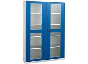 4051273791474 - Genius Sichttürschrank FS 5 OH abschließbar 4 Fachböden bis 450 kg B 1343 mm Stahl lichtgrau RAL 7035 enzianblau RAL 5010