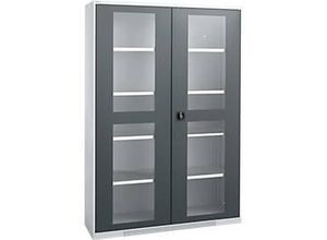 4051273791511 - Genius Sichttürschrank FS 5 OH abschließbar 4 Fachböden bis 450 kg B 1343 mm Stahl weißaluminium RAL 9006 anthrazitgrau RAL 7016