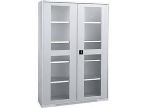 4051273791528 - Genius Sichttürschrank FS 5 OH abschließbar 4 Fachböden bis 450 kg B 1343 mm Stahl weißaluminium RAL 9006 weißaluminium RAL 9006