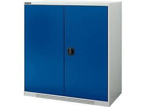 4051273791580 - Genius Flügeltürschrank FS 3 OH abschließbar 2 Fachböden bis 450 kg B 1055 mm Stahl lichtgrau RAL 7035 enzianblau RAL 5010