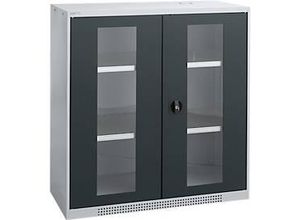 4051273791740 - Genius Sichttürschrank FS 3 OH abschließbar 2 Fachböden bis 450 kg B 1055 mm Stahl weißaluminium RAL 9006 anthrazitgrau RAL 7016