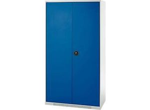 4051273792341 - Genius Reinigungsmittelschrank FS modular indivuduell erweiterbar Mittelwand 4 Fachböden bis 450 kg B 1055 x T 520 x H 1950 mm lichtgrau enzianblau