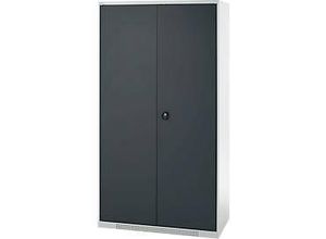 4051273792358 - Genius Reinigungsmittelschrank FS 5 OH abschließbar Mittelwand 4 Fachböden bis 450 kg B 1055 x T 520 x H 1950 mm lichtgrau anthrazitgrau