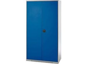 4051273792372 - Genius Reinigungsmittelschrank FS modular indivuduell erweiterbar Mittelwand 4 Fachböden bis 450 kg B 1055 x T 520 x H 1950 mm weißalu enzianblau