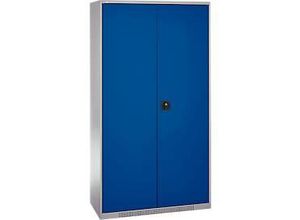 4051273792976 - Genius Materialschrank FS 5 OH abschließbar Lochrasterwände 3 Fachböden bis 450 kg B 1055 x T 520 x H 1950 mm weißalu enzianblau