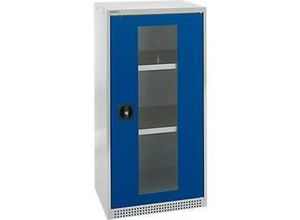 4051273793447 - Genius Sichttürschrank FS 3 OH abschließbar 2 Fachböden bis 250 kg B 545 mm Stahl lichtgrau RAL 7035 enzianblau RAL 5010