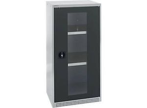 4051273793485 - Genius Sichttürschrank FS 3 OH abschließbar 2 Fachböden bis 250 kg B 545 mm Stahl weißaluminium RAL 9006 anthrazitgrau RAL 7016