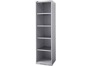 4051273793508 - Genius Regalschrank FS Stahl mit Belüftungslöchern B 545 x T 620 x H 1950 mm 5 OH Weißalu bis 250 kg