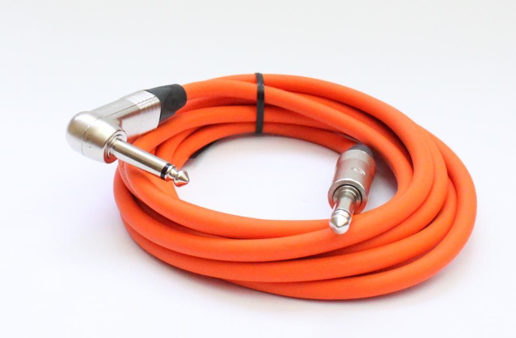 4051344026108 - Gitarrenkabel 63mm Winkelklinke Klinke Mono Neutrik 3 Meter orange