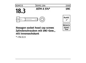 4051426734266 - Zylinderschraube R 83912 UNC-Gewinde Innen-6kt 5x 1 2 ASTM A 574 200Stück