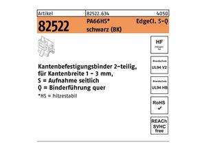 4051426741202 - Hellermanntyton - Befestigungsbinder r 82522 Edgecl 46x200 45 PA66HS sw sq 500St