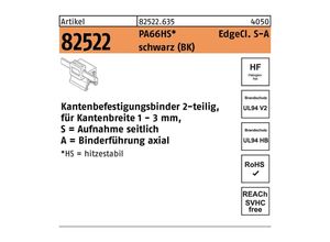 4051426741226 - Hellermanntyton - Befestigungsbinder r 82522 Edgecl 46x200 45 PA66HS sw sa 500St