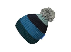 4051578352264 - finkid - Strick-Wintermütze POMPULA gestreift in deep teal navy Gr50