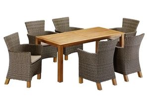 4051722452130 - MERXX Garten-Essgruppe Toskana (13-tlg) 6 Sessel Tisch 185x90cm Polyrattan A