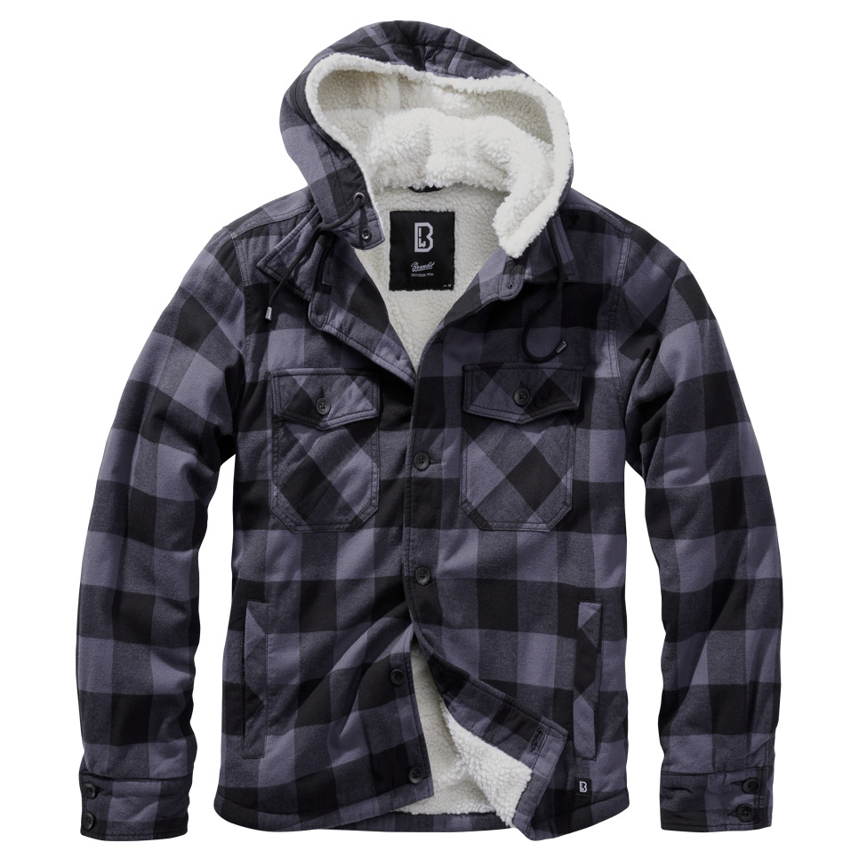 4051773129524 - Lumberjacket Hooded Übergangsjacke schwarz grau in 4XL