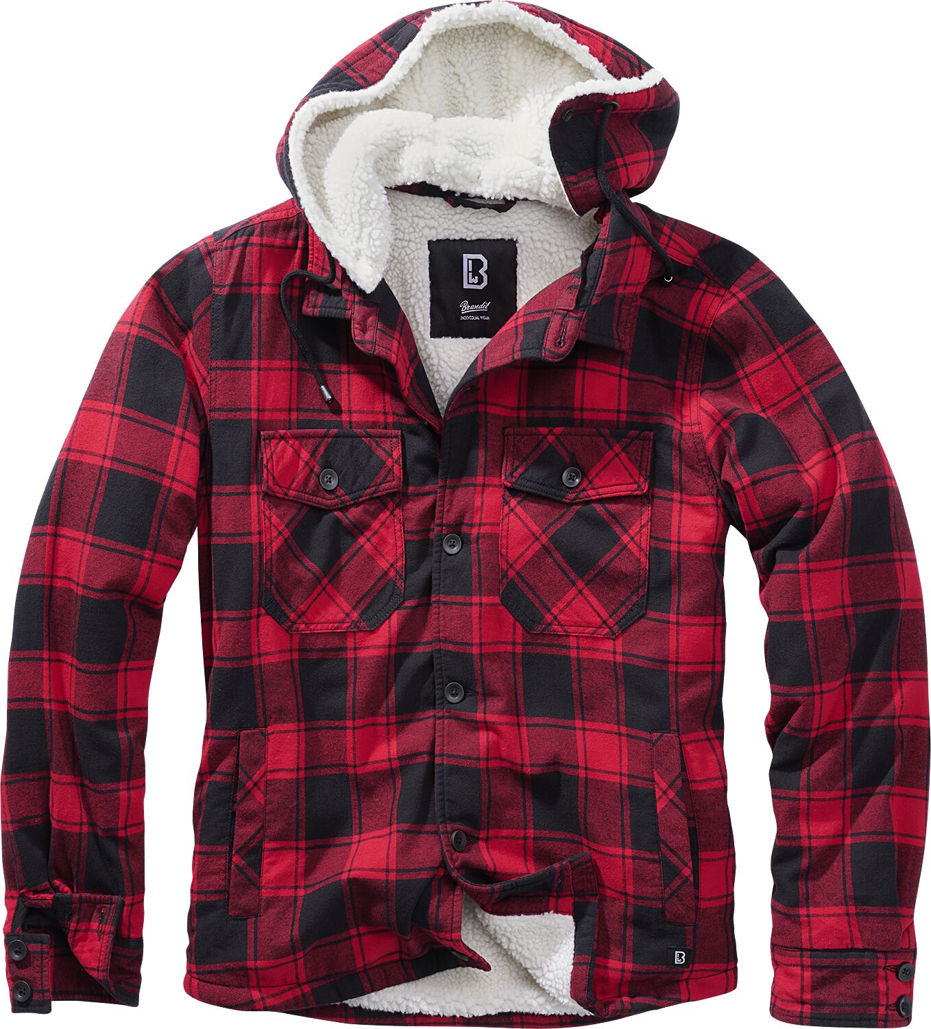 4051773129616 - Lumberjacket Hooded Übergangsjacke rot schwarz in 3XL